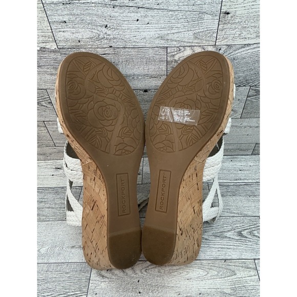 Rockport Shoes Womens Size 9 White Wedge Sandals Cork Platform Strappy‎ TruTECH - Picture 14 of 15